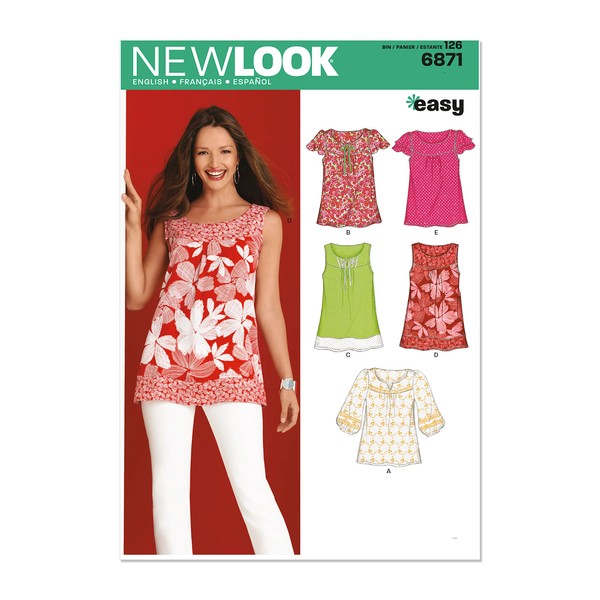 New Look 6871 Size A Misses' Tops Sewing Pattern, Multi-Colour,