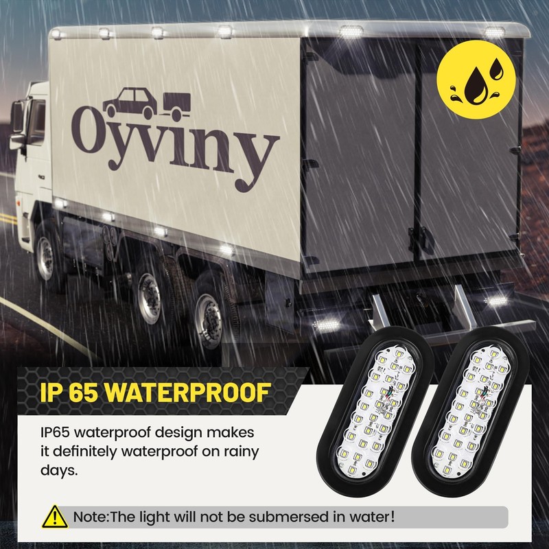 Oyviny 6 Inch Oval White LED Trailer Tail Lights with