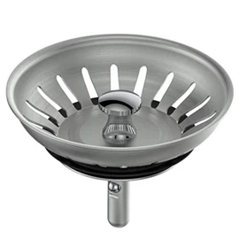 KANARY Stainless Steel Kitchen Sink Strainer Basket-Replacement for Standard Drains(3-1/2 Inch)-Ball-Lock Rubber Stopper (Single, Stainless Steel)