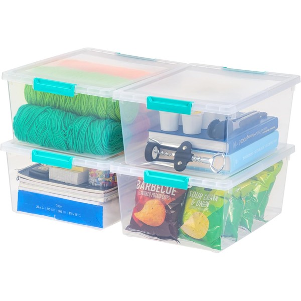 USA 12 Qt. Plastic Storage Bins Containers with Lids, 4