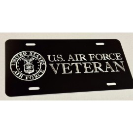 Diamond Etched Products REFLECTIVE US Air Force Veteran Car Tag Diamond Etched License Plate