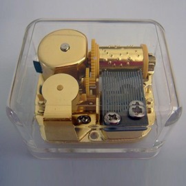 Rock A Bye Baby See-Through Wind Up Music Box Gold Plated Retro Musicbox