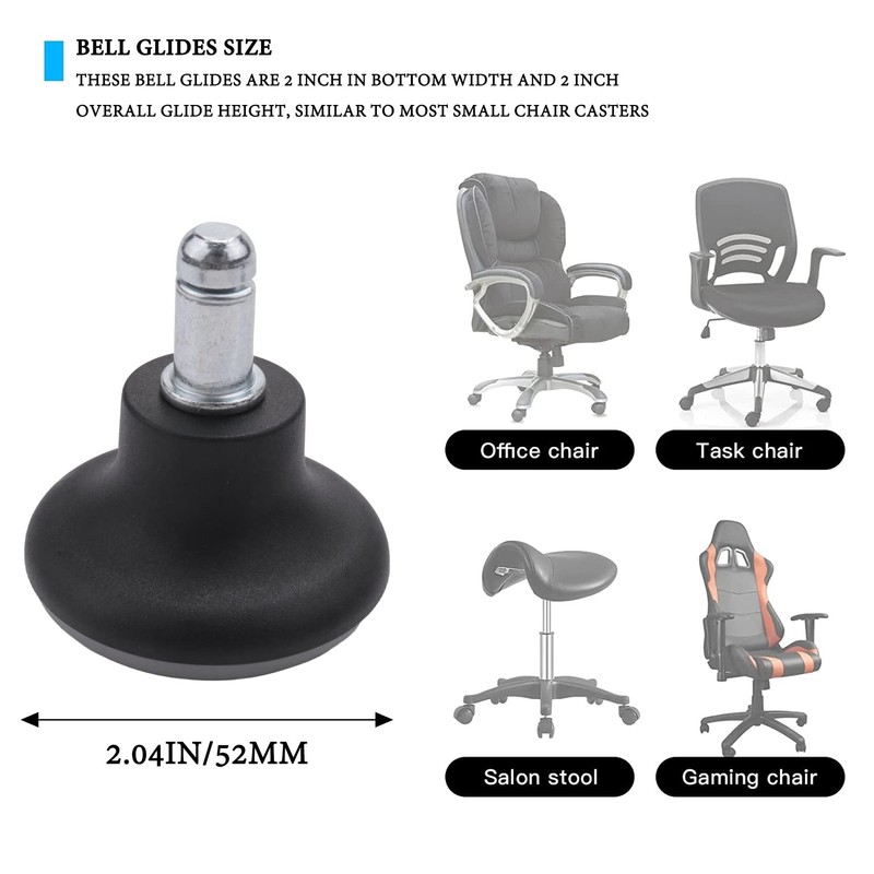 Hepzest 5Pcs Bell Glides Replacement Office Chair Wheels Stopper Office