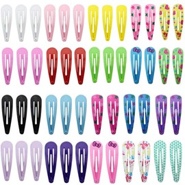 Hair Clips Slides x50 - Snap Hair Clip Metal – Girls Hair Clips Beauty Hair Accessory – Kids Girls - Assorted Colours - 50mm – Bundle Pack of Hair Clips – By TRIXES