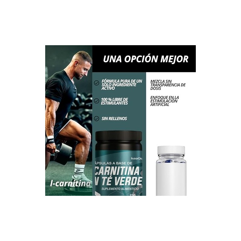 L-Carnitina con Té Verde en Cápsulas 230 Cápsulas de 600