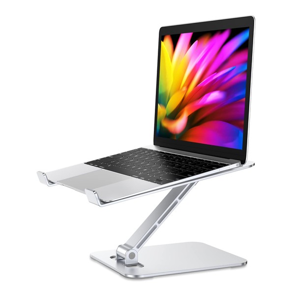 Babacom Laptop Stand Lap Desk, Ergonomic Foldable Computer Stand with Adjustable Height, Ventilated Aluminium Alloy Laptop Riser Compatible with MacBook Air, Pro, Dell XPS, All 10-16" Laptops (Silver)