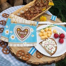 20 Napkins I Mog di in Pretzel as Table Decoration for Bavarian Evenings and for Oktoberfest 33 x 33 cm