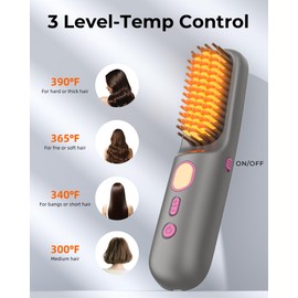 Cordless Hair Straightener Brush, Negative Ion Hair Straightener Comb, Mini Heated Hair Straightening for Women,9600mah Battery USB-C Rechargeable, Portable Hot Brush Hair Straightener for Travel.