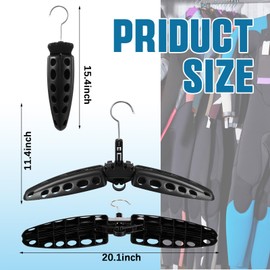 Mifoci 6 Pcs Wetsuit Hanger Foldable Surfing Suit Scuba Hangers Folding Vented Surfing Scuba Diving Accessories, Black, 20 Inches/ 51 cm After Unfolded
