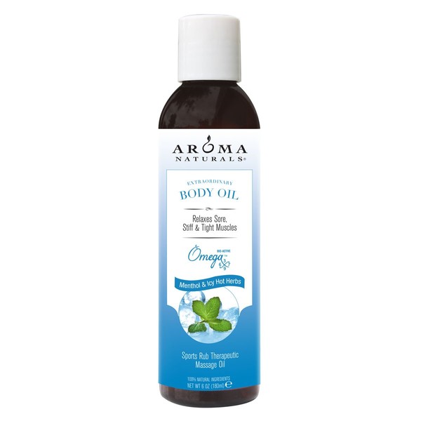 Aroma Naturals Sports Rub Therapeutic Body Oil, Menthol and Icy Hot Herbs, 6 Ounce