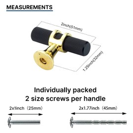 Rergy 16 Pack Knurled Black Cabinet Knobs T Bar Matte Black Cabinet Knob Kitchen Knurled Cabinet Knobs for Drawer Dresser