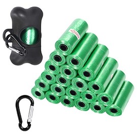 AUTOWT Bolsas de Basura para Perros, 22 Rollos Perro Bolsas de Residuos, Biodegradable Cachorros Perritos Recoger Bolsas Desechables con Dispensador y Clip de Correa Gratuitos (Verde)