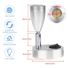 CPROSP 2pcs LED Spot Reading Light 3W 12V Warm White Light with Switch, Head 360° Rotate, for Camper Van Caravan Boat Interior