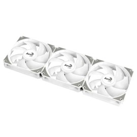AeroCool Link 3-Pack Fan for PC Case, Triple Pack 120mm ARGB Fans, Daisy Chain Design, Silent Fan, Easy Fan Assembly and Disassembly, PWM 300-1500 RPM, Hydraulic Bearing, White
