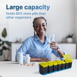 Extra Large Pill Organizer 2 Times a Day – XL Pill Box 7 Day with Big AM/PM Compartments – Fits Large Vitamins, Supplements & Gummies, for 7 or 14-Day Use, Color-Coded, Senior-Friendly, No Spills