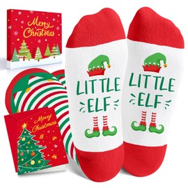 HAPPYPOP Christmas Gifts Stocking Socks for Girls - Christmas Striped Knee High Elf Socks Elf Stockings, Red White Green Striped Socks