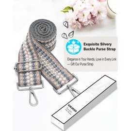 GINJKGO Purse Straps Silver Hardware - Women's Crossbody Handbags Bag Straps Replacement Crossbody for Tote, Guitar Strap for Purse