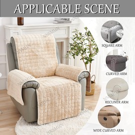 Sofa Armrest Covers, Armchair Protector, TV Chair Protective Cover, Non-Slip, Relaxing Chair Cover for Home with Children and Pets Dog (Beige, 3-Seater (167 x 190 cm)