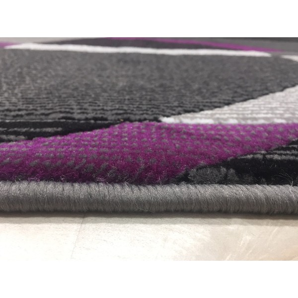 PRO RUGS PURPLE AND GREY ABSTRACT MODERN CONTEMPORARY OVAL AND