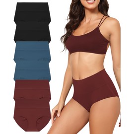 LEVAO Seamless High Waist Underwear for Women No Show Full Coverage Panties Comfortable Brief 6 Pack