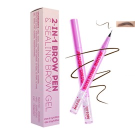 New Dual-Ended Eyebrow Pencil and Clear Gel, Waterproof Brow Pen with Microblading Effect for Long-Lasting, Smudge-Proof, Defined Brows(Dark Brown)