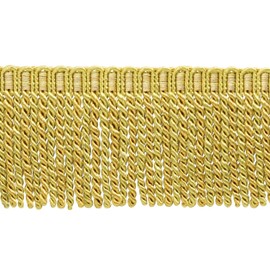 3" (7.5cm) long Noblesse Collection Bullion Fringe Trim with Fancy Knitted Header (Style# DB3) Canary Gold Multicolor #4875 (Dark Gold, Yellow Gold) Sold by The Yard (36"/3 ft/0.9m)
