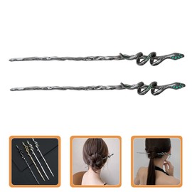 Beavorty 2pcs vintage hairpin hair sticks for buns retro hair sticks Chinese Hair wax stick for snake hair pin stick hair barrettes for women ancient muffin Miss Zinc alloy Japanese-style
