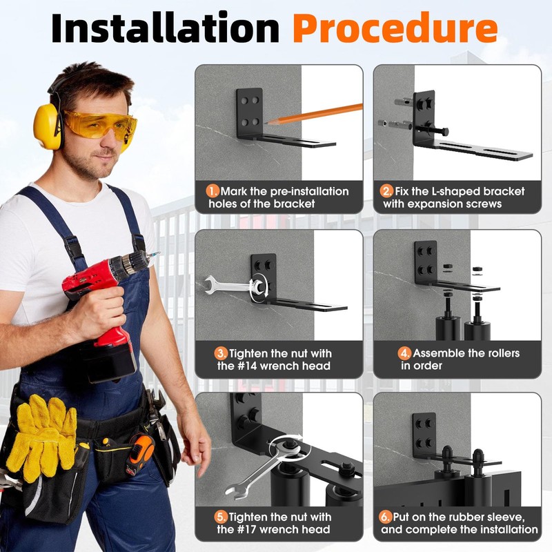 MeBantoo Sliding Gate Guide Roller Kit, Heavy Duty Black Nylon