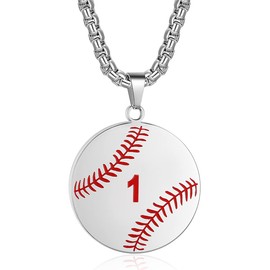 Rehoboth Baseball Athletes Jersey Number 0-99 Cross Pendant Necklace for Boys Girls Women Men 24 Inch (22"+2" Adjustable) Stainless Steel Chain PHILIPPIANS 4:13 on back I CAN DO ALL THINGS, Metal