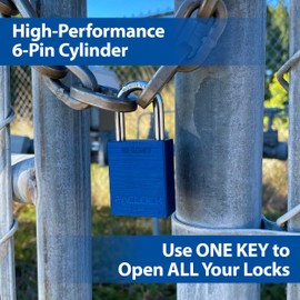 PACLOCK's SR-90A Padlock, 1-3/16" Tall Hardened Steel Shackle, High Performance 6-Pin Cylinder, Keyed Differently w/ 2 Keys, Silver