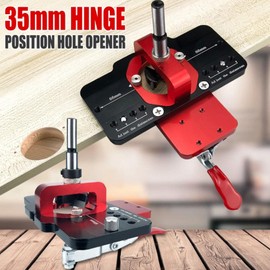 35mm Aluminum Alloy Hinge Jig, Accurate Locking Hinge Drilling Jig and Adjustable Positioning Guide for Cabinet Cupboard Door Installation, Quick Punch with Limit Scale