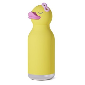 asobu Bestie Insulated Stainless Steel Water Bottle with Soft Removable Animal Head for Kids Teens with Flexible Reusable Straw (Duck)