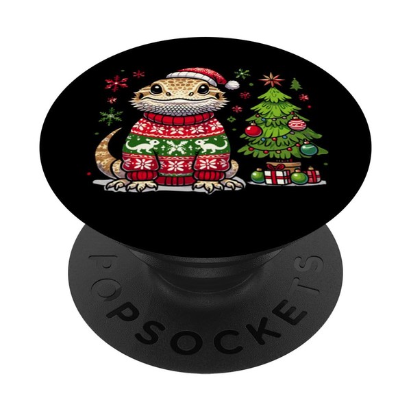 Bearded Dragon Christmas Party Design Xmas PopSockets Klebender PopGrip