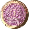 RecoveryChip 3 Month AA Medallion Reflex Pink Glitter Gold and