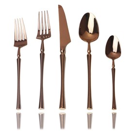 JASHII 20-piece 18/10 Stainless Steel Rose Gold Flatware/Cutlery/Tableware Set Service for 4 Person, Include Knife/Fork/Spoon, Mirror Polished (Rose)