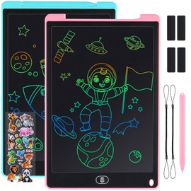 Duemste 2 Pack LCD Writing Tablet 12 inch,LCD Writing Tablet for Kids with Lockable Erase Button,Screen Doodle Pad Drawing Board Learning Educational Toy for 2 3 4 5 6 Year Old Boys Girls,Blue+Pink
