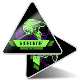 2 x Dreieck-Aufkleber, 10 cm, Mountainbike, Biker, Laptop, Tablet, Gepäck, Scrapbook #46261