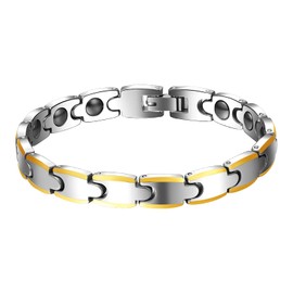 OIDEA Men's Tungsten Carbide Bracelet, Silver Gold Biker Links Link Wrist Polished Chain Bracelet Magnetic Bracelet Bracelets for Men, Tungsten steel