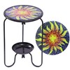VinSees Modern Mosaic Sun Glass Patio with Bottom Tray -