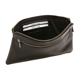 LEAS Urban Connection Document Bank Statement Wallet Bank Bag Finest Cowhide Leather Black, black, Classic