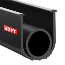 NATGAI 16FT Garage Door Seal Bottom Rubber, EPDM Weatherproof Strip, Universal U+O Ring Threshold Buffering Sealing Rubber, Protect Garage from Weather, Insects, and Dust (1/4 Inch T-End, 16FT Long)