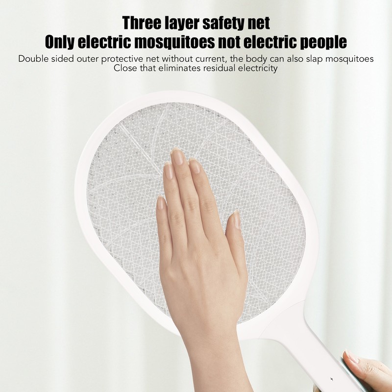 Electric Fly Swatter USB Charging Purple Light 3 Layers Safety