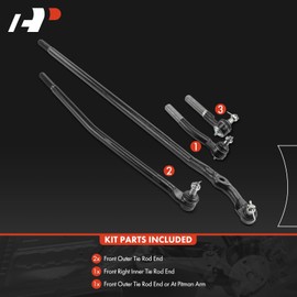 A-Premium Set of 4, Front Inner & Outer or At Piman Arm Tie Rod End Kit, Compatible with Dodge Ram 2500 1998-1999, Ram 3500 1998-1999, 4WD or RWD Only