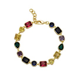 OYOGAA Gold Bracelets for Women Cubic Zirconia Classic Tennis Bracelet 14K Gold Plated Mens Rainbow Diamond Birthstone Bracelet (gold 8'')