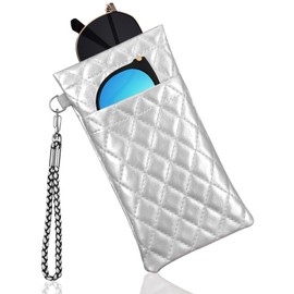 RayLove Double Eyeglass Case Glasses Case Soft with Carrying Strap Leather Eyeglasses Pouch Sunglasses Case For Women Men