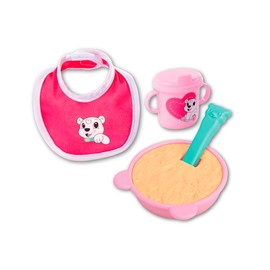 Simba 105560515 New Born Baby Feeding Set, Plate with Porridge, Magic Spoon, Drinking Cup and Bib for 30-43 cm Dolls, 4 Pieces, from 2 Years