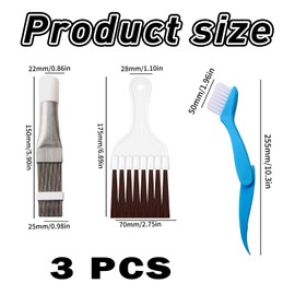3 Stück Lamellen Reinigungsbürste,Lamellenkamm Trockner Reiniger,Klimaanlagenreiniger Zubehör,Klimaanlage Reinigungsset,Lamellenkamm Wärmepumpe,Braune Metall&Blaue Bürste Komplettset für Wärmepumpen