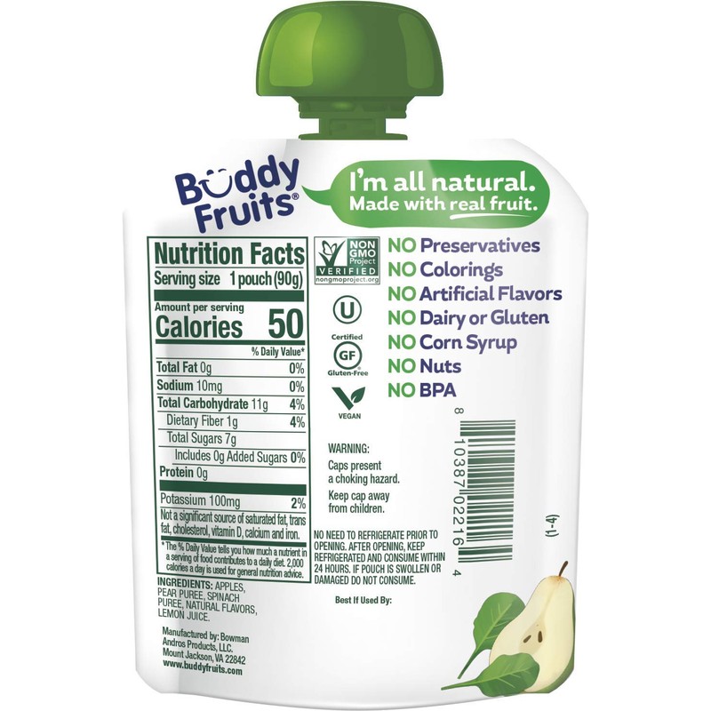 Buddy Fruits Pure Blended Fruit and Veggies Apple, Pear and
