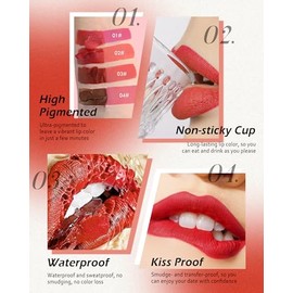 Tinte de labios pelado rojo nude, tinte de labios mate impermeable para mujeres | Long Lasting Tattoo Lip Stain, Matte Finish, Transfer-Proof Non-Stic