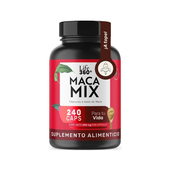 Life 360+ Maca Mix Bote 240 Cápsulas Maca Negra Amarilla